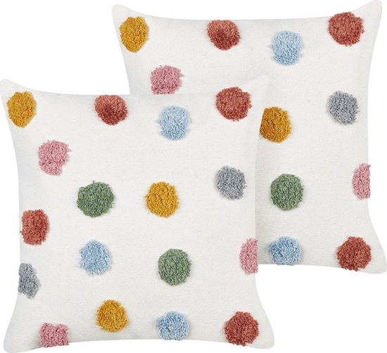 Picture of Beliani 2 baweniane poduszki dla dzieci w kropki 45 x 45 cm wielokolorowe WALLFLOWER