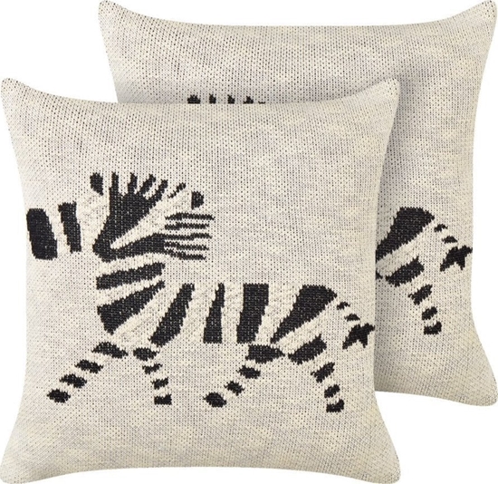 Picture of Beliani 2 baweniane poduszki dla dzieci z motywem zebry beowe JABORI