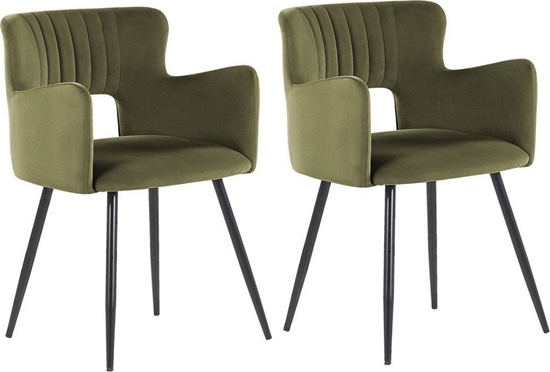 Изображение Beliani 2 krzesa do jadalni welurowe zielony oliwkowy SANILAC