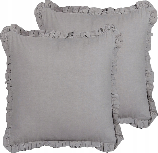 Изображение Beliani 2 lniane poduszki dekoracyjne 45 x 45 cm szare GLABRA!