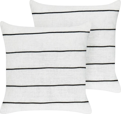 Attēls no Beliani 2 lniane poduszki dekoracyjne w paski 50 x 50 cm biao-czarne MILAS