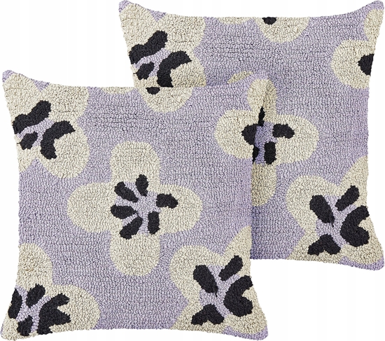 Picture of Beliani 2 poduszki baweniane dekoracyjne dla dzieci w kwiaty 45 x 45 cm fioletowe SOAPWORT