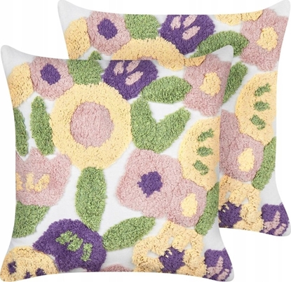 Attēls no Beliani 2 poduszki dekoracyjne baweniane tuftowane 45 x 45 cm wielokolorowe TRICORNIO