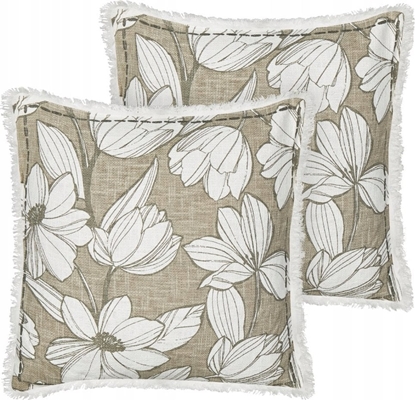 Attēls no Beliani 2 poduszki dekoracyjne baweniane w kwiaty z frdzlami 45 x 45 cm biao-zielone CYANOTIS