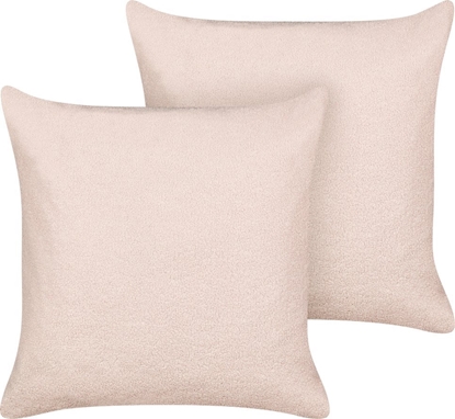 Attēls no Beliani 2 poduszki dekoracyjne boucle 60 x 60 cm róowe LEUZEA