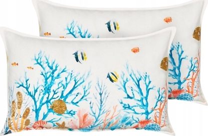Attēls no Beliani 2 poduszki dekoracyjne morski wzór baweniane 30 x 50 cm wielokolorowe EELGRASS