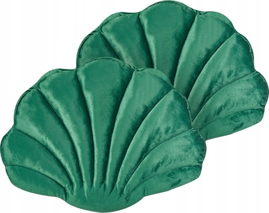 Изображение Beliani 2 poduszki dekoracyjne muszle welurowe 47 x 35 cm zielone CONSOLIDA