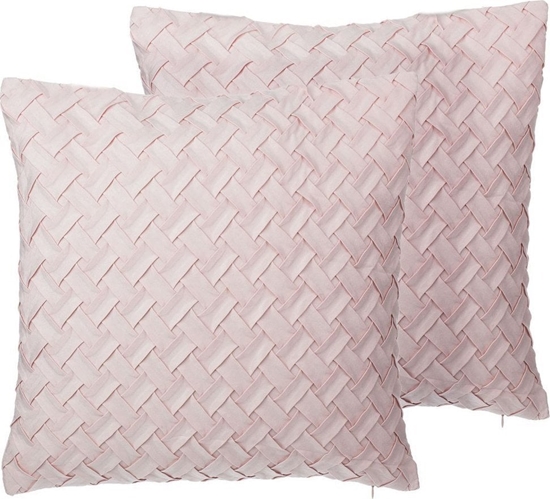 Picture of Beliani 2 poduszki dekoracyjne plecione 45 x 45 cm róowe TITHONIA!