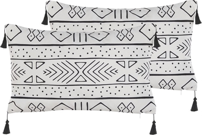 Attēls no Beliani 2 poduszki dekoracyjne w geometryczny wzór 30 x 50 cm biae z czarnym SCHEFFLERA!