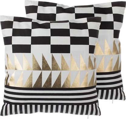 Attēls no Beliani 2 poduszki dekoracyjne w geometryczny wzór 45 x 45 cm czarno-biae DALIA