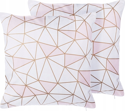 Attēls no Beliani 2 poduszki dekoracyjne w geometryczny wzór 45 x 45 cm róowe CLARKIA