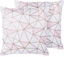 Изображение Beliani 2 poduszki dekoracyjne w geometryczny wzór 45 x 45 cm róowe CLARKIA