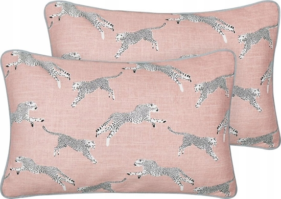 Изображение Beliani 2 poduszki dekoracyjne w gepardy 30 x 50 cm róowe ARALES