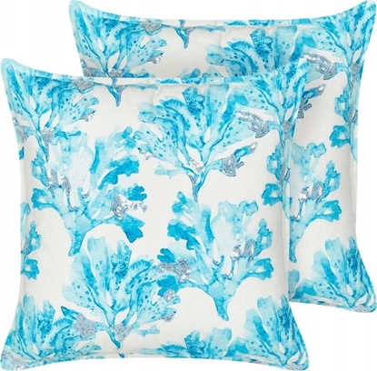 Attēls no Beliani 2 poduszki dekoracyjne w koral baweniane 45 x 45 cm biao-niebieskie ROCKWEED