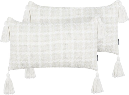 Attēls no Beliani 2 poduszki dekoracyjne w krat 30 x 60 cm beowe DOURIS