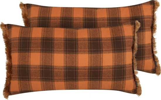 Picture of Beliani 2 poduszki dekoracyjne w krat z frdzlami 40 x 70 cm pomaraczowe BARJA