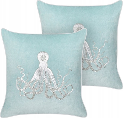 Attēls no Beliani 2 poduszki dekoracyjne w omiornice welurowe 45 x 45 cm niebieskie LAMINARIA