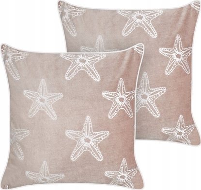 Attēls no Beliani 2 poduszki dekoracyjne w rozgwiazdy welurowe 45 x 45 cm róowe CERAMIUM