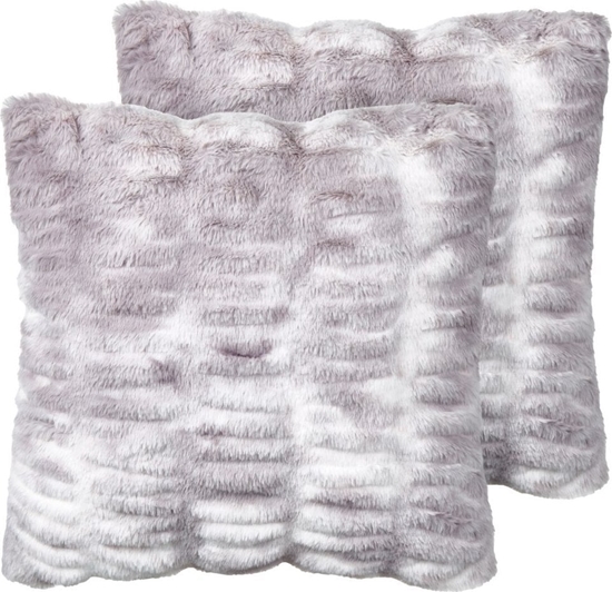 Изображение Beliani 2 poduszki dekoracyjne wochacze 45 x 45 cm jasnoszare MACODES