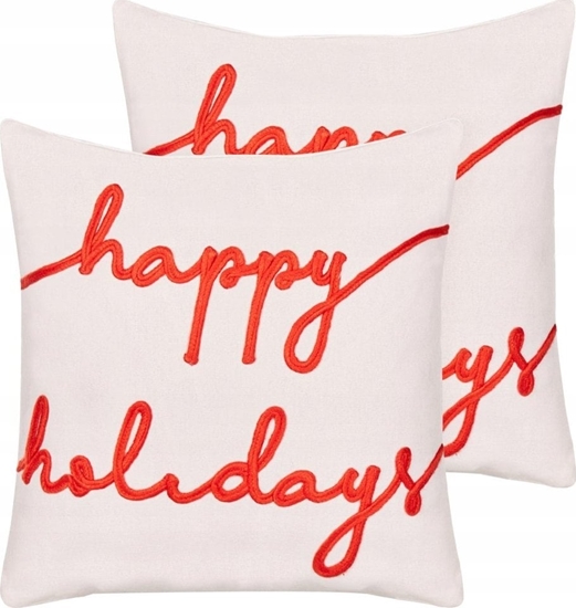 Изображение Beliani 2 poduszki dekoracyjne z motywem witecznym welurowe 45 x 45 cm biae EXACUM