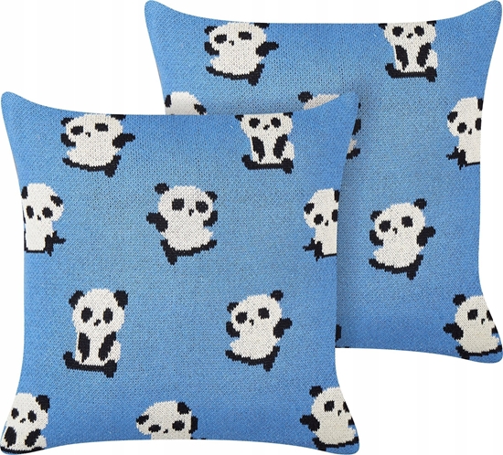 Picture of Beliani 2 poduszki dla dzieci baweniane w pandy 45 x 45 cm niebieskie TALOKAN