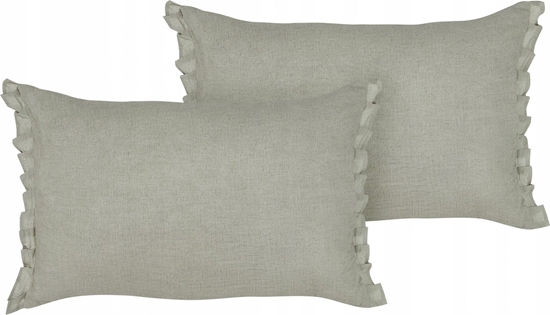 Изображение Beliani 2 poduszki lniane 30 x 45 cm jasnoszare SASSAFRAS