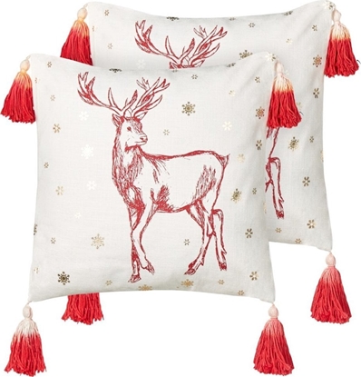 Picture of Beliani 2 poduszki motyw witeczny baweniane 45 x 45 cm biao-czerwone VALLOTA