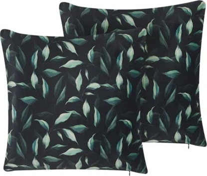 Attēls no Beliani 2 welurowe poduszki dekoracyjne w licie 45 x 45 cm zielono-czarne TOADFLAX!