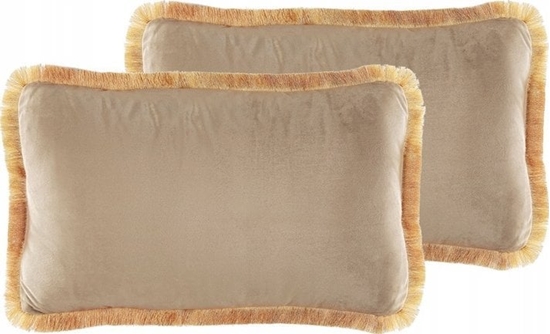 Picture of Beliani 2 welurowe poduszki dekoracyjne z frdzlami 30 x 50 cm beowe POTHOS!