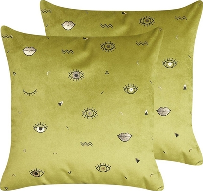 Picture of Beliani 2 Welurowe Poduszki Dekoracyjne Z Motywem Oka 45 X 45 Cm Zielone Aeonium!