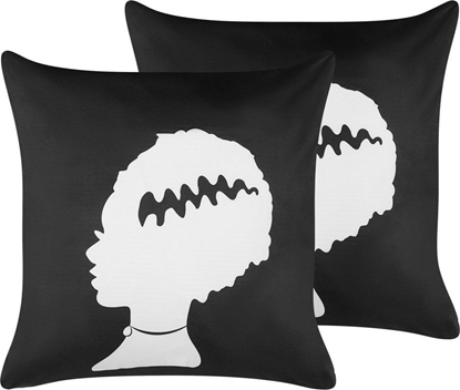 Picture of Beliani 2 Welurowe Poduszki Dekoracyjne Z Motywem W Potwora 45 X 45 Cm Czarne Z Biaym Mandevilla!