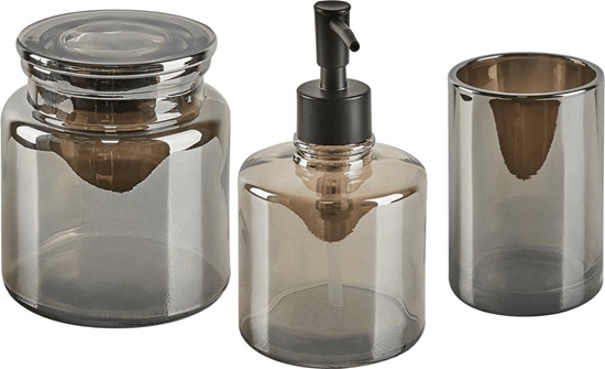 Изображение Beliani 3-czciowy zestaw akcesoriów azienkowych szary MANAGUA