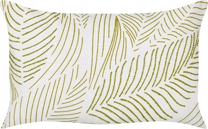 Attēls no Beliani Baweniana poduszka dekoracyjna haftowana w licie 30 x 50 cm biaa z zielonym SPANDOREA