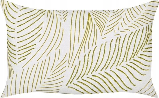 Picture of Beliani Baweniana poduszka dekoracyjna haftowana w licie 30 x 50 cm biaa z zielonym SPANDOREA