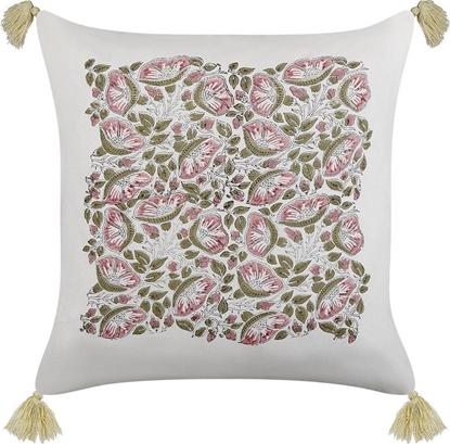 Attēls no Beliani Baweniana poduszka dekoracyjna motyw rolinny z frdzlami 45 x 45 cm wielokolorowa CARISSA!