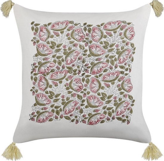 Picture of Beliani Baweniana poduszka dekoracyjna motyw rolinny z frdzlami 45 x 45 cm wielokolorowa CARISSA!