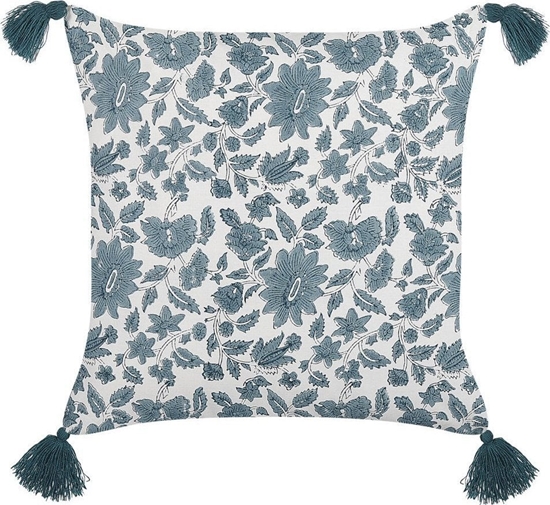 Picture of Beliani Baweniana poduszka dekoracyjna w kwiaty 45 x 45 cm biao-niebieska RUMEX!
