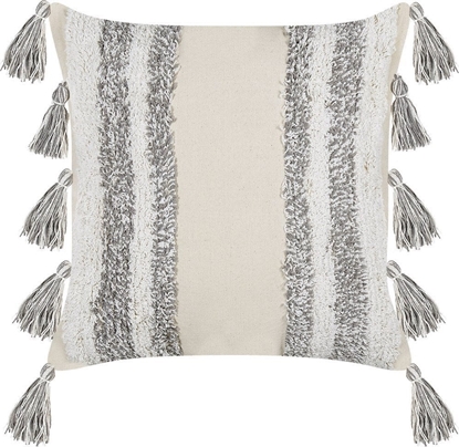Picture of Beliani Baweniana poduszka dekoracyjna z frdzlami 45 x 45 cm beowo-szara HELICONIA!
