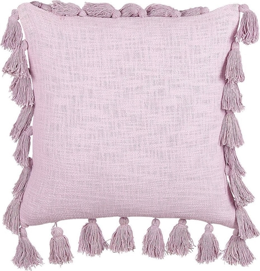 Изображение Beliani Baweniana poduszka dekoracyjna z frdzlami 45 x 45 cm róowa LYNCHIS!