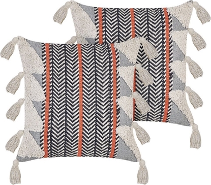 Attēls no Beliani Baweniana poduszka z frdzlami 45 x 45 cm biao-szara BRAHEA