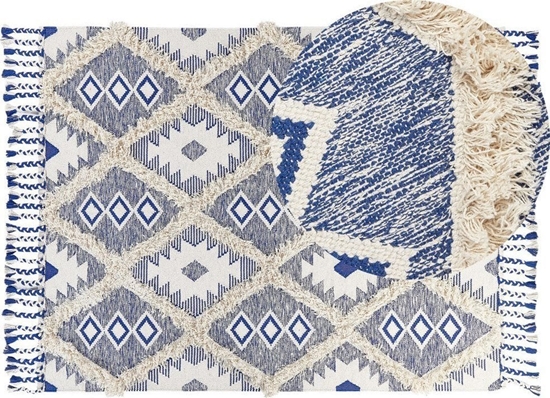 Picture of Beliani Dywan baweniany 140 x 200 cm beowo-niebieski MANAVGAT