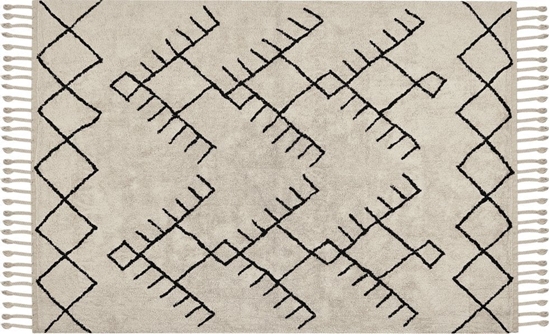 Изображение Beliani Dywan baweniany 160 x 230 cm beowo-czarny ERLER!