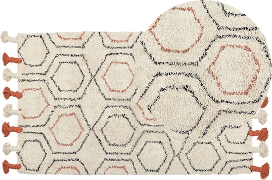 Изображение Beliani Dywan baweniany 80 x 150 cm beowo-pomaraczowy HAJIPUR