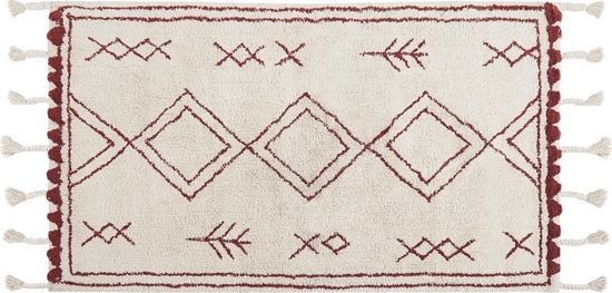 Picture of Beliani Dywan baweniany 80 x 150 cm biao-czerwony KENITRA!