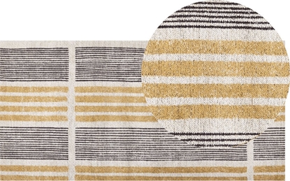 Attēls no Beliani Dywan baweniany 80 x 150 cm óty z czarnym KATRA