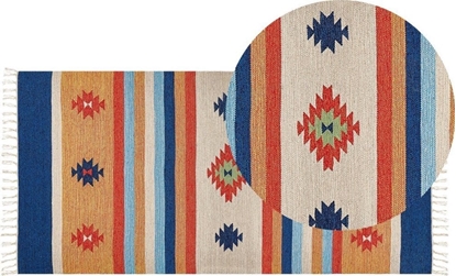Изображение Beliani Dywan baweniany kilim 80 x 150 cm wielokolorowy TARONIK