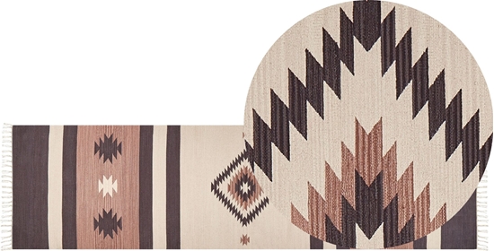 Picture of Beliani Dywan baweniany kilim 80 x 300 cm beowo-brzowy ARAGATS