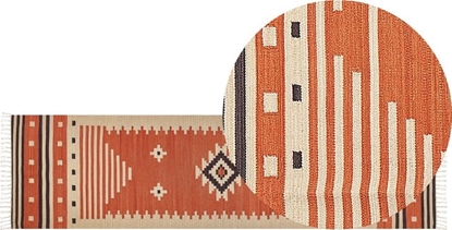 Attēls no Beliani Dywan baweniany kilim 80 x 300 cm pomaraczowy GAVAR