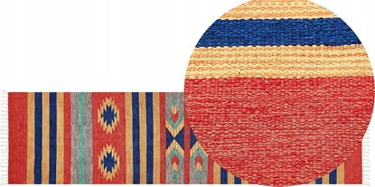 Attēls no Beliani Dywan baweniany kilim 80 x 300 cm wielokolorowy HATIS