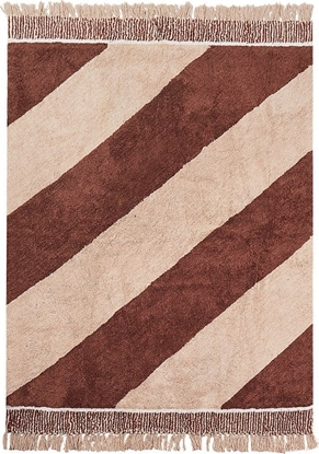 Изображение Beliani Dywan baweniany w paski 140 x 200 cm brzowo-beowy XULUF